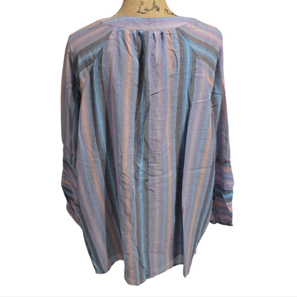 Lane Bryant Purple Striped Peasant Boho Blouse Plus Size 18 2X - Picture 3 of 8